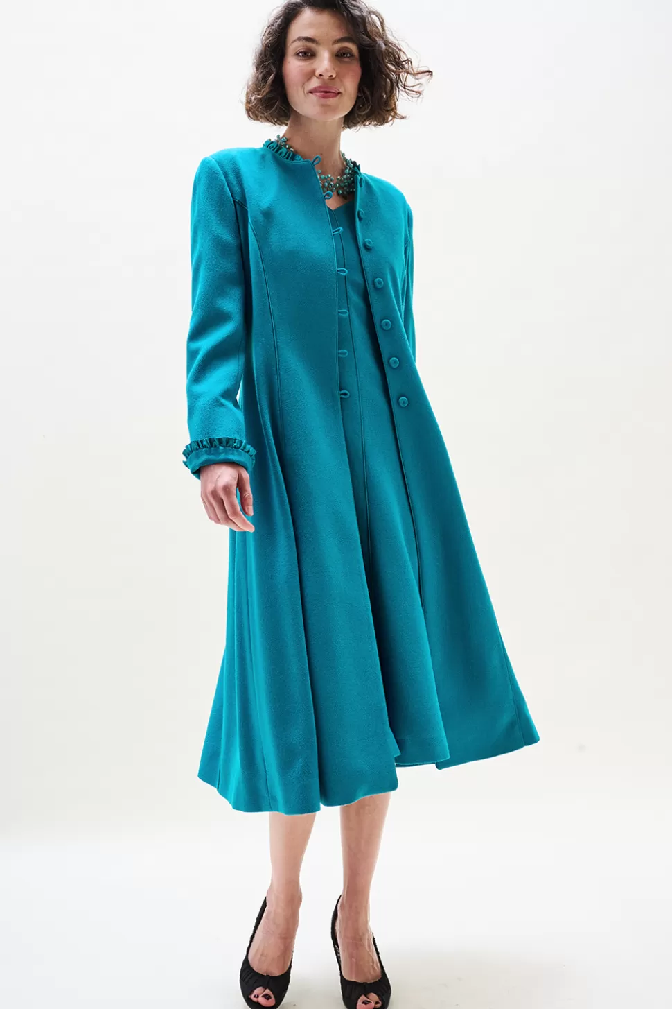 Cheap Natasha Coat-Turquoise Women Jackets And Coats