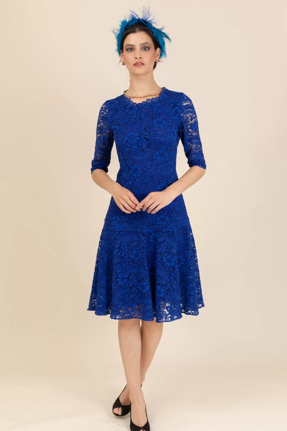 New Sapphire Lace Dress-Blue Women Dresses